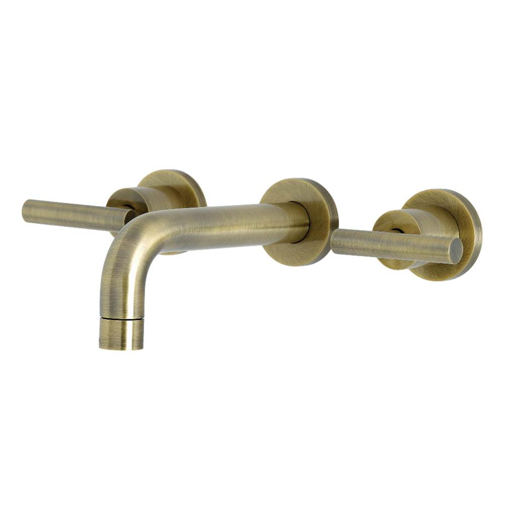 Kingston Brass Manhattan 2-Handle 8 in. Wall Mount Bathroom Faucet, Antique Brass