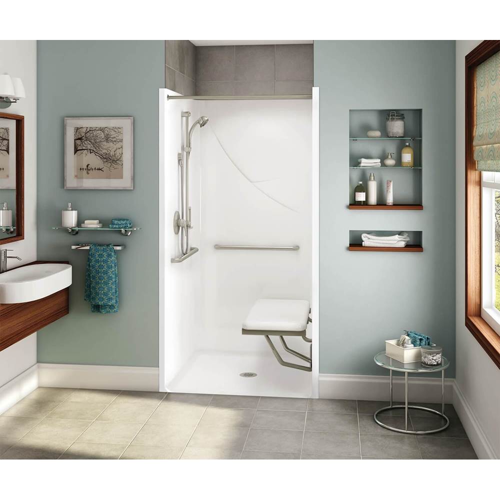 Aker OPS-3636 RRF AcrylX Alcove Center Drain One-Piece Shower in Thunder Grey - MASS Compliant
