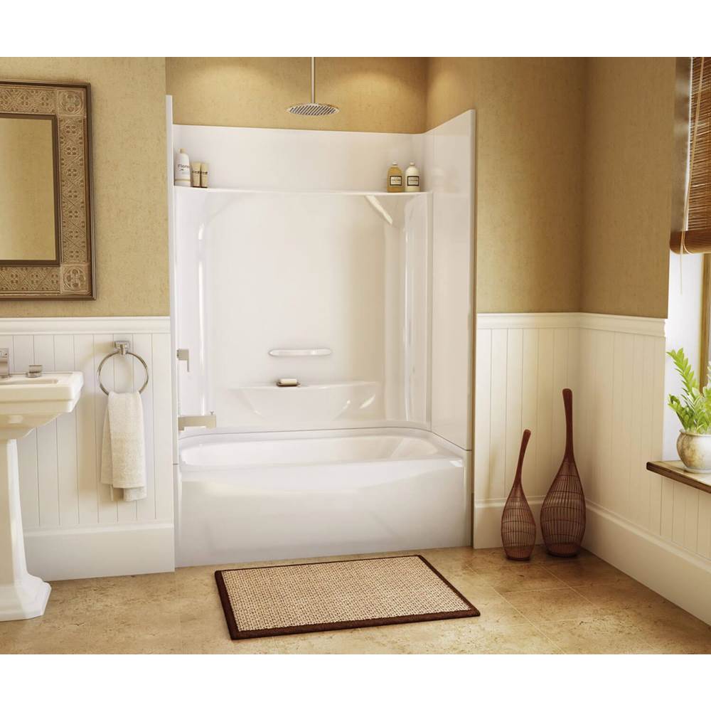 Aker KDTS 2954 AcrylX Alcove Right-Hand Drain Four-Piece Tub Shower in Sterling Silver