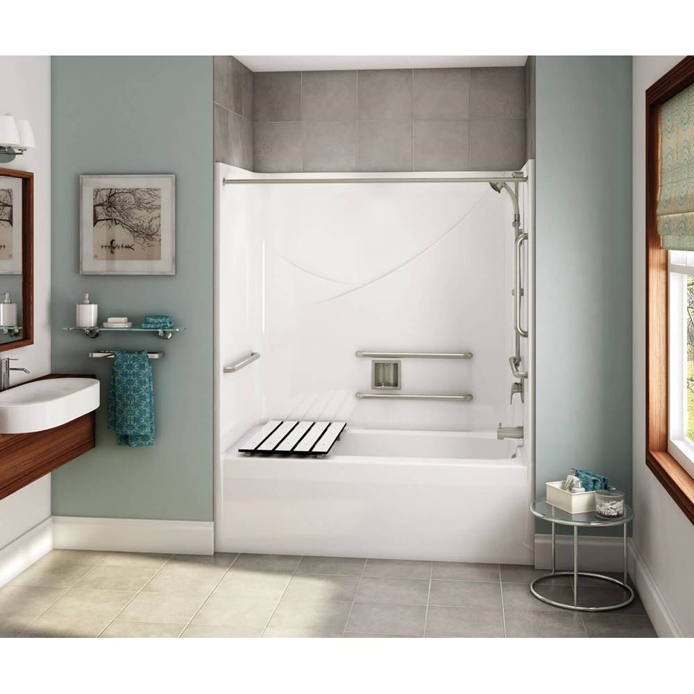 Aker OPTS-6032 AcrylX Alcove Left-Hand Drain One-Piece Tub Shower in Thunder Grey - ANSI Compliant