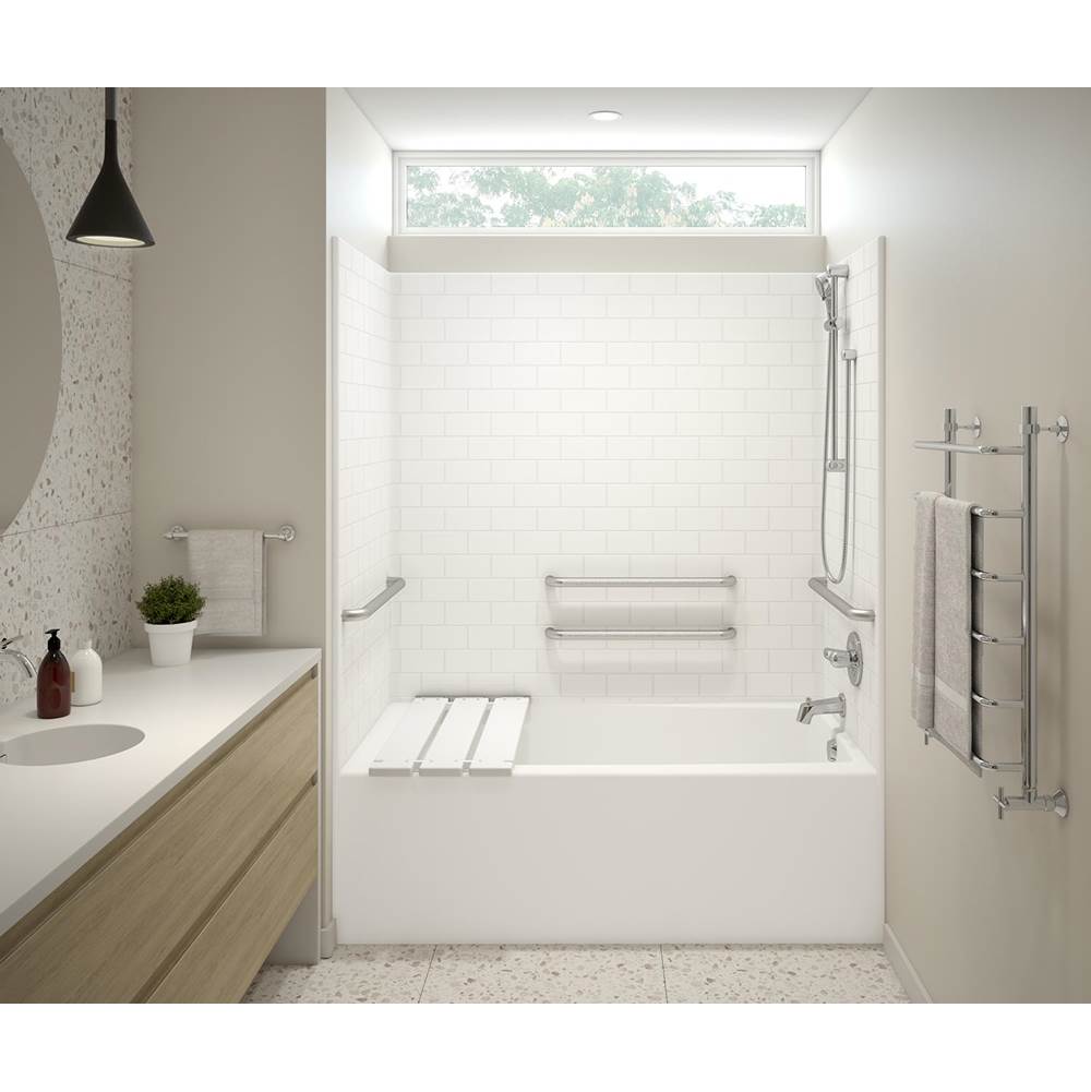 Aker F6030STTM AcrylX Alcove Right-Hand Drain One-Piece Tub Shower in White