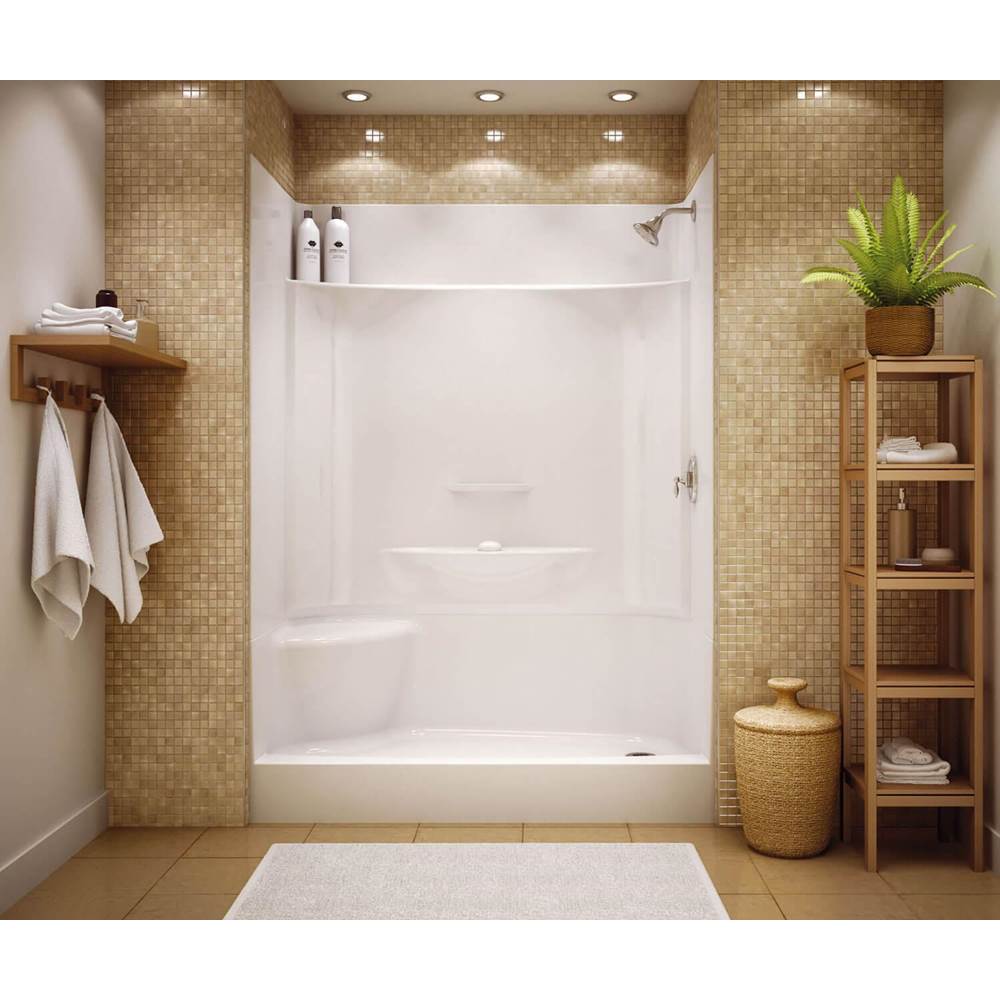 Aker KDS 3060 AFR AcrylX Alcove Center Drain Four-Piece Shower in Sterling Silver
