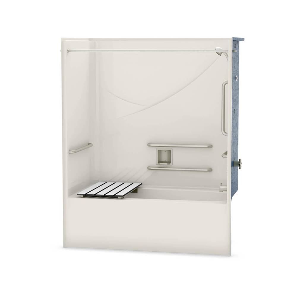 Aker OPTS-6032 AcrylX Alcove Left-Hand Drain One-Piece Tub Shower in Biscuit - ANSI Compliant
