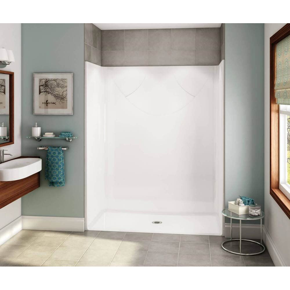 Aker OPS-6030 AcrylX Alcove Center Drain One-Piece Shower in Sterling Silver - Base Model