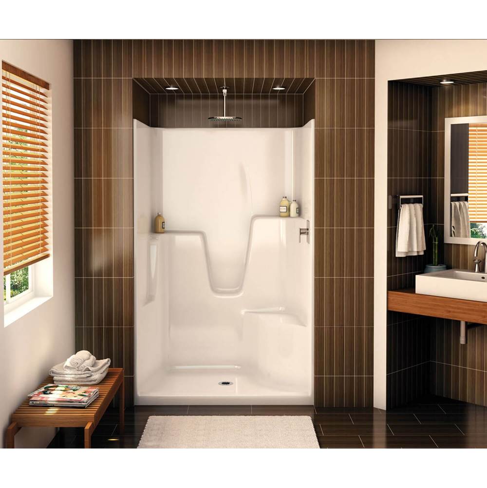 Aker SHLS/RS-48 AFR AcrylX Alcove Left-Hand Drain One-Piece Shower in Black