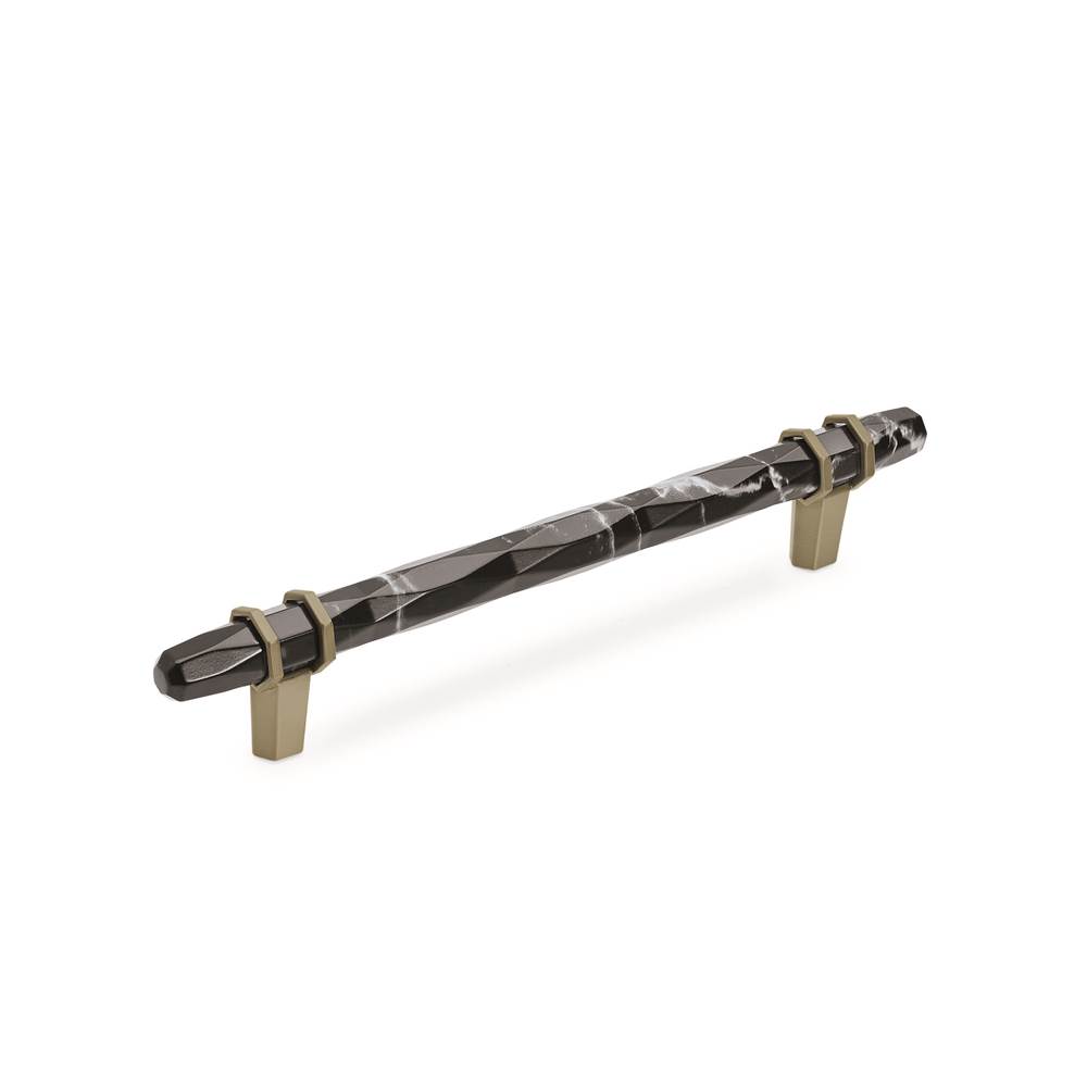Amerock Carrione 6-5/16 in (160 mm) Center-to-Center Marble Black/Golden Champagne Cabinet Pull