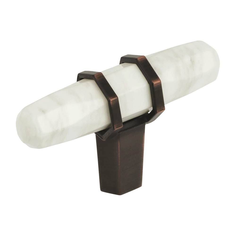 Amerock Carrione 2-1/2 in (64 mm) Length Marble White/Oil-Rubbed Bronze Cabinet Knob