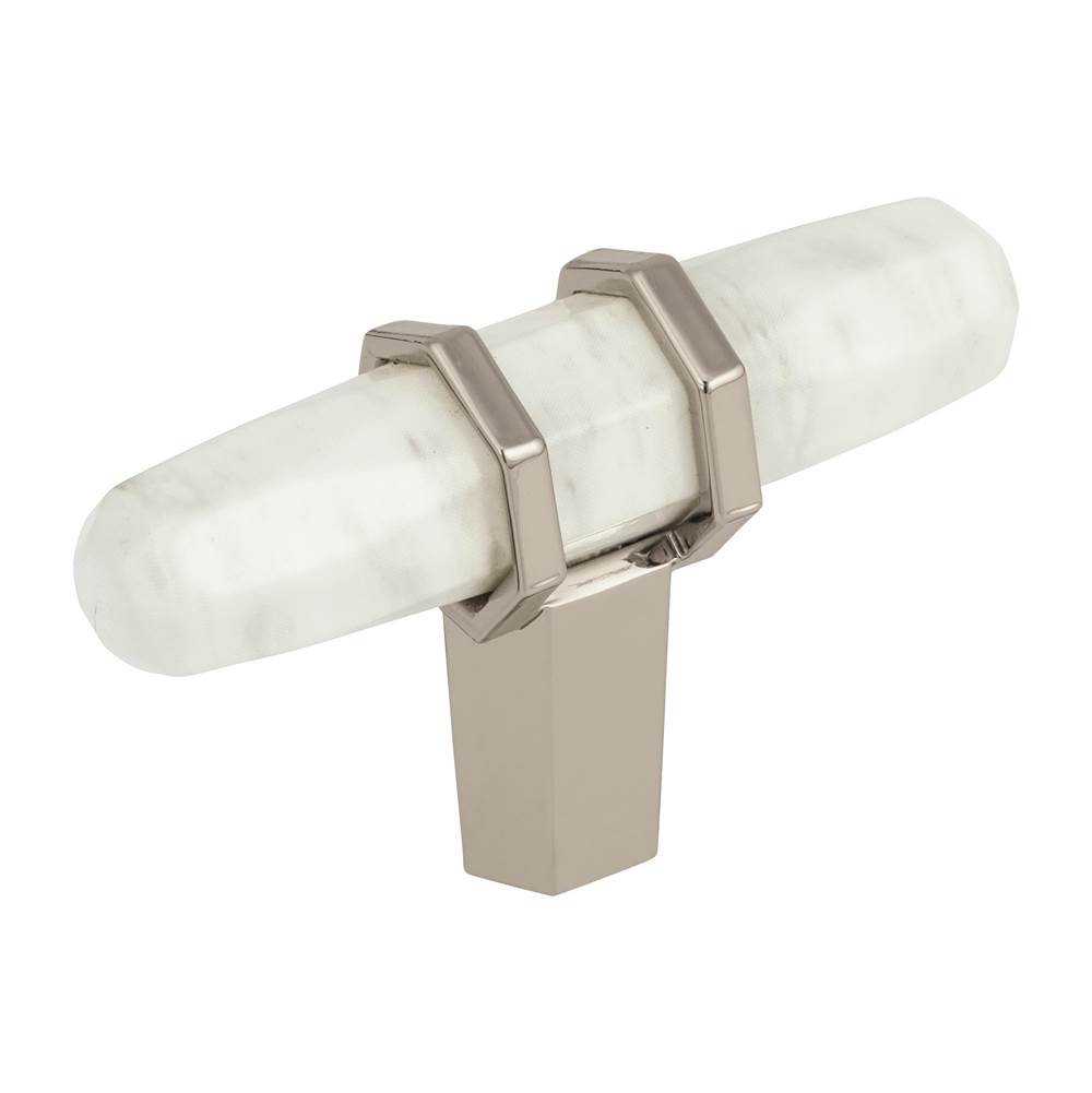 Amerock Carrione 2-1/2 in (64 mm) Length Marble White/Polished Nickel Cabinet Knob