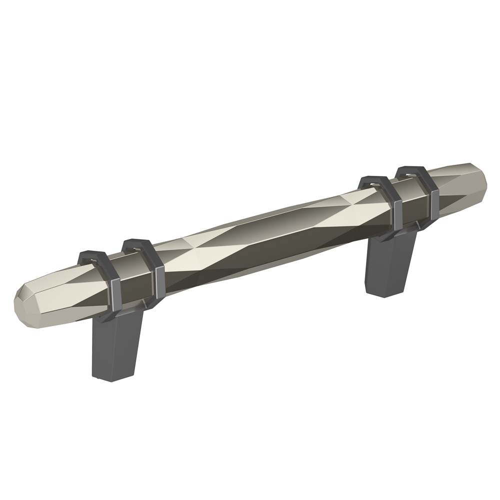 Amerock London 3-3/4 in (96 mm) Center-to-Center Polished Nickel/Black Chrome Cabinet Pull
