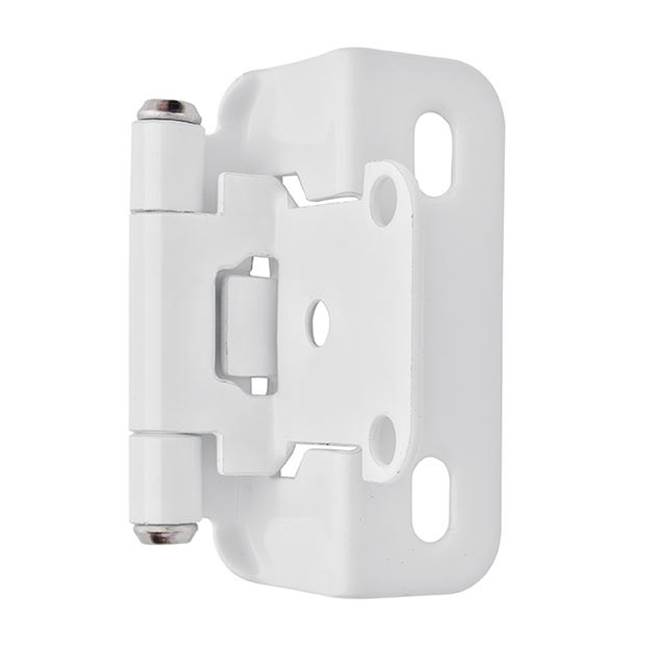 Amerock 1/2in (13 mm) Overlay Self-Closing, Partial Wrap White Hinge - 2 Pack