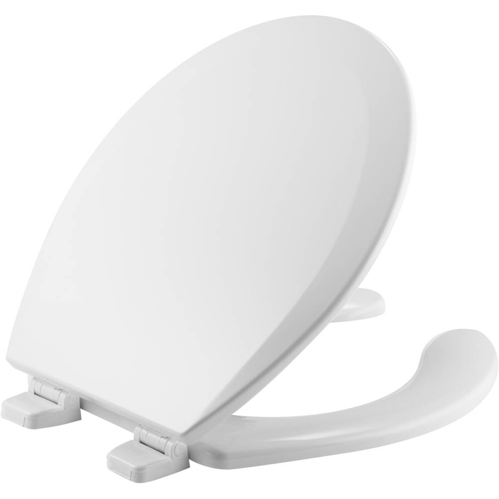 Bemis Bemis Round Open Front with Cover Enameled Wood Toilet Seat in White with Top-Tite® STA-TITE® Seat Fastening System