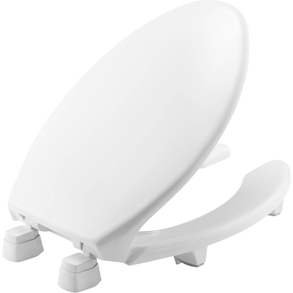Bemis Elongated Plastic Open Front With Cover Medic-Aid Toilet Seat with STA-TITE, DuraGuard and 2-inch Lifts - White
