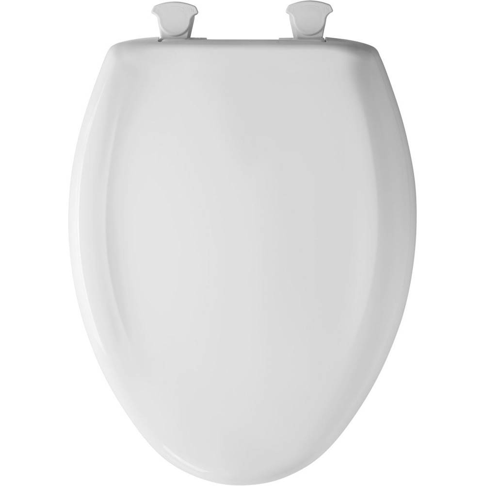 Bemis Elongated Plastic Toilet Seat with WhisperClose with EasyClean & Change Hinge and STA-TITE in Euro White