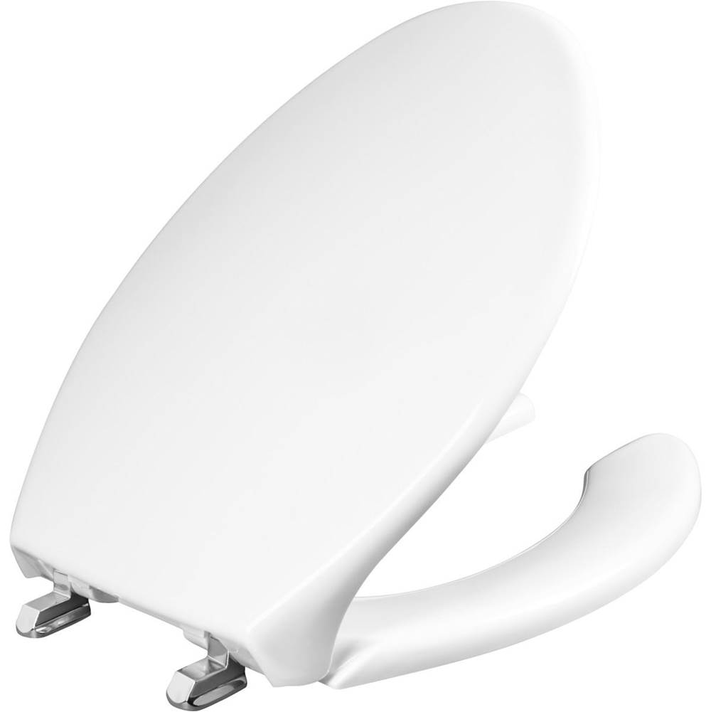 Bemis Elongated Commercial Plastic Open Front With Cover Toilet Seat in White with STA-TITE® Commercial Fastening System™