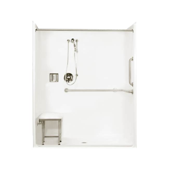 Clarion Bathware 63'' Ada-Compliant Roll-In Shower W/ 3/4'' Threshold - Center Drain