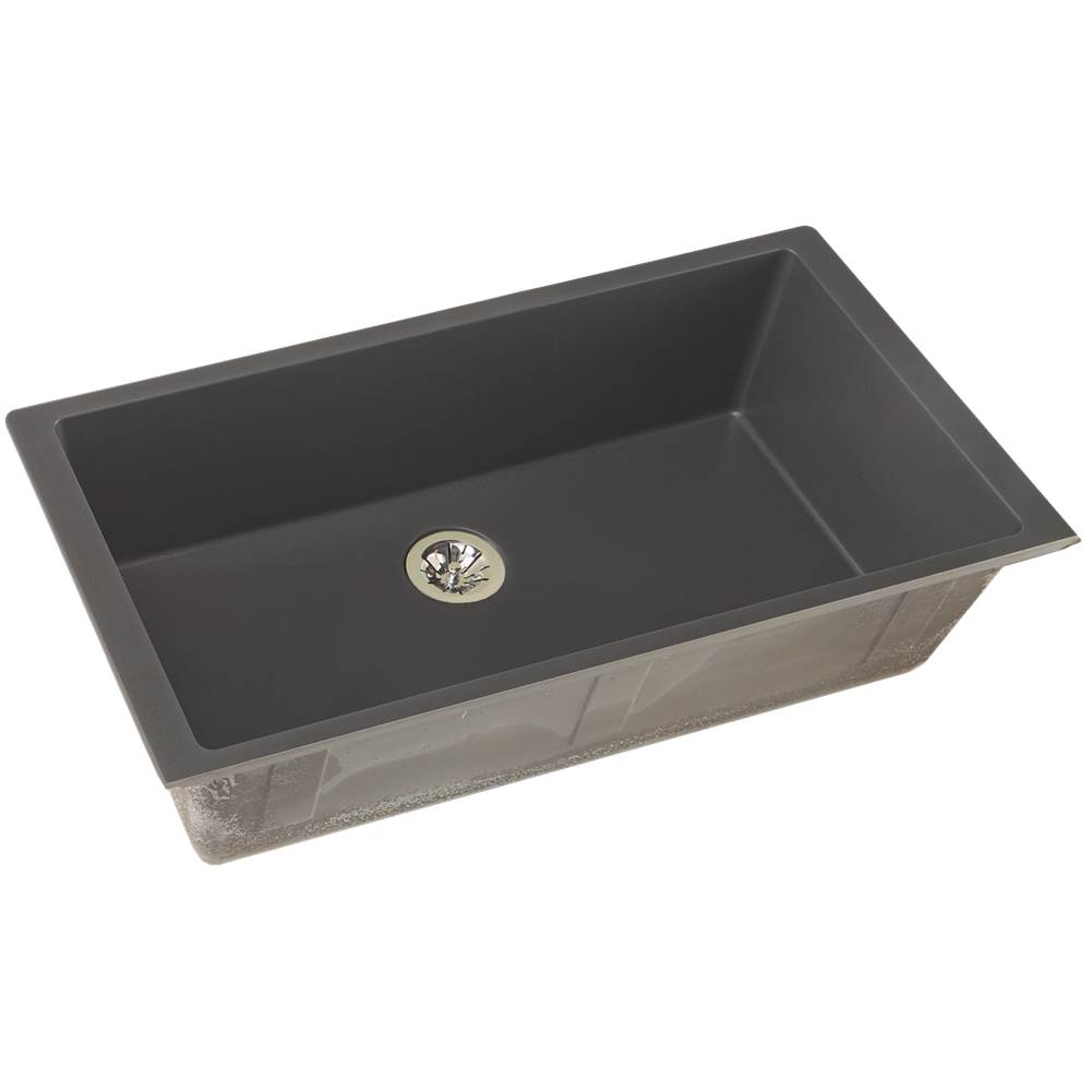 Elkay Reserve Selection Elkay Quartz Luxe 35-7/8'' x 19'' x 9'' Single Bowl Undermount Kitchen Sink with Perfect Drain, Charcoal