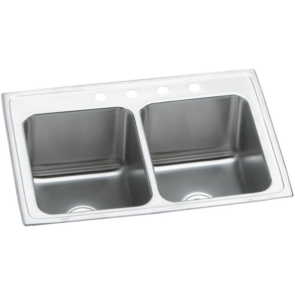Elkay Lustertone Classic Stainless Steel 33'' x 22'' x 12-1/8'', 3-Hole Equal Double Bowl Drop-in Sink