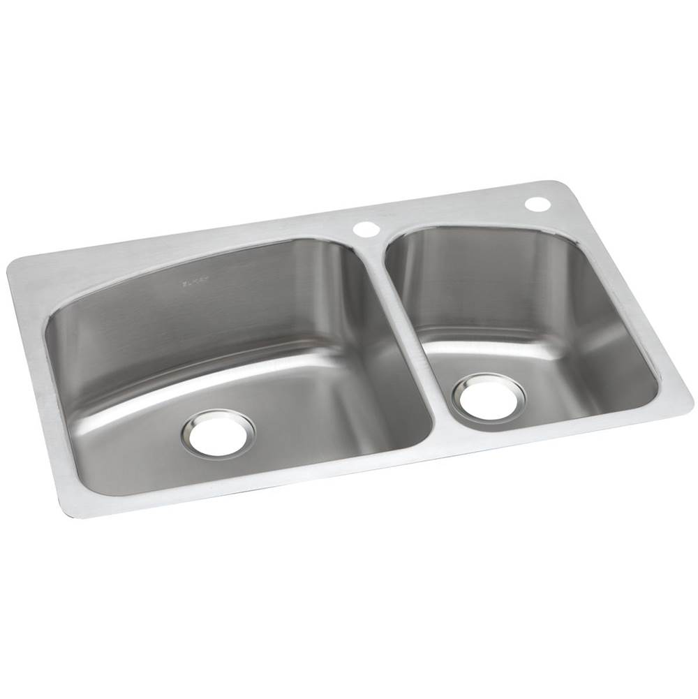 Elkay Dayton Stainless Steel 33'' x 22'' x 8'', 60/40 Double Bowl Dual Mount Sink
