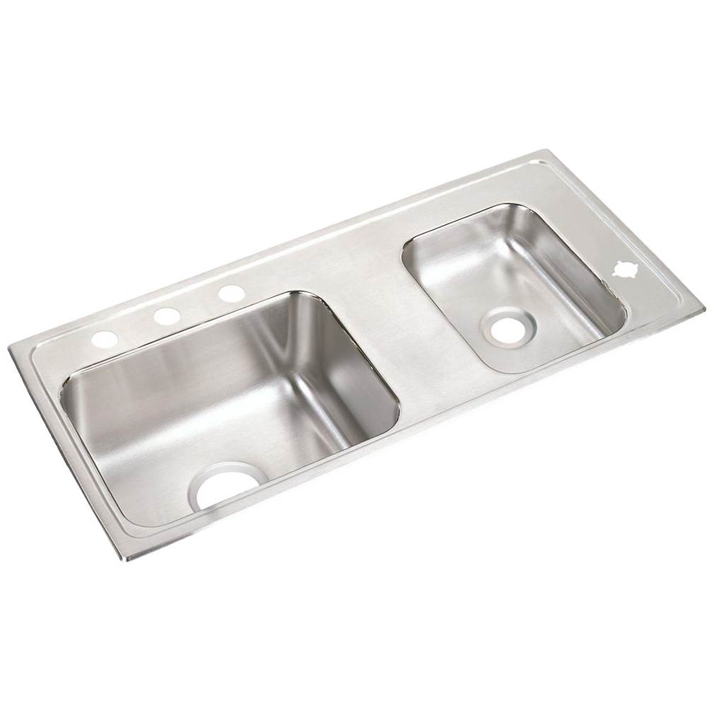 Elkay Lustertone Classic Stainless Steel 37-1/4'' x 17'' x 7-5/8'', Double Bowl Drop-in Classroom Sink