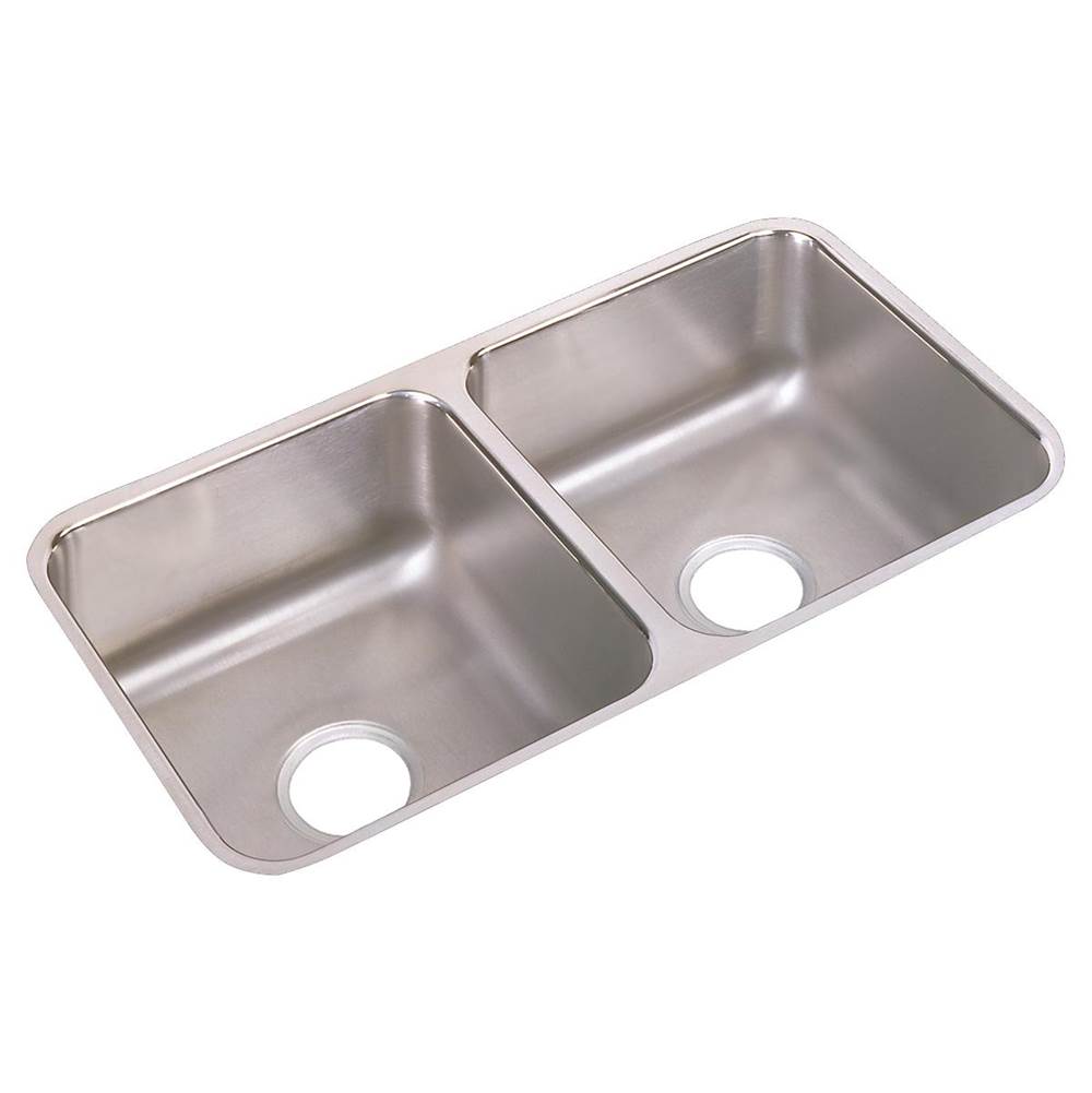 Elkay Lustertone Classic Stainless Steel 31-3/4'' x 16-1/2'' x 7-1/2'', Equal Double Bowl Undermount Sink