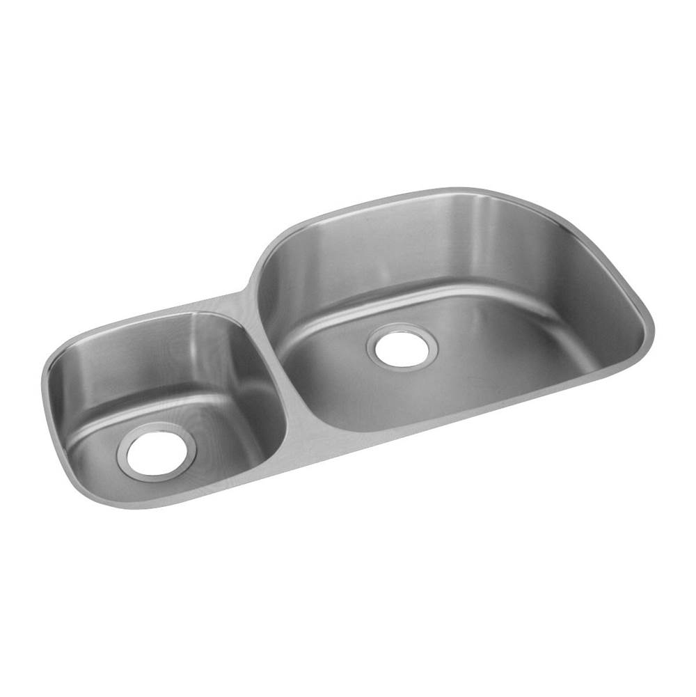 Elkay Lustertone Classic Stainless Steel, 36-1/4'' x 21-1/8'' x 7-1/2'', Offset 40/60 Double Bowl Undermount Sink