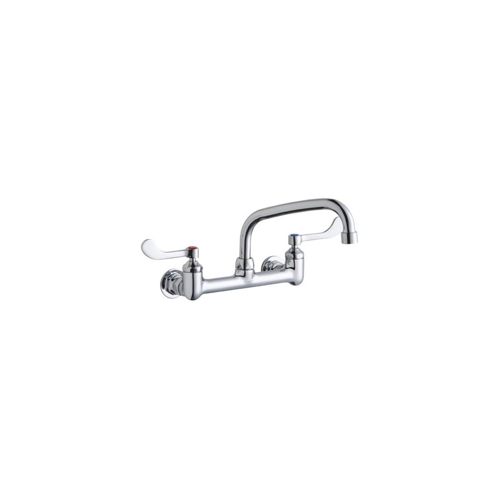 Elkay Foodservice 8'' Centerset Wall Mount Faucet with 8'' Tube Spout 4'' Wristblade Handles 1/2in Offset Inlet Chrome