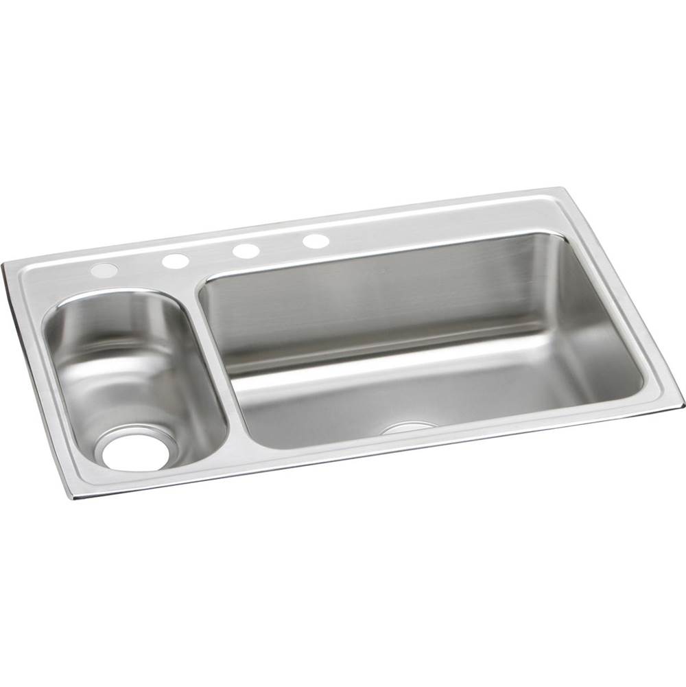 Elkay Lustertone Classic Stainless Steel 33'' x 22'' x 7-7/8'', 3-Hole 30/70 Double Bowl Drop-in Sink
