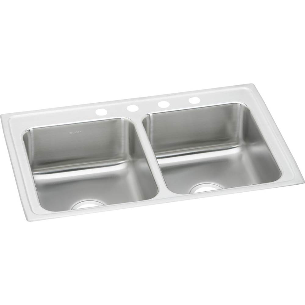 Elkay Lustertone Classic Stainless Steel 29'' x 18'' x 7-5/8'', 1-Hole Equal Double Bowl Drop-in Sink