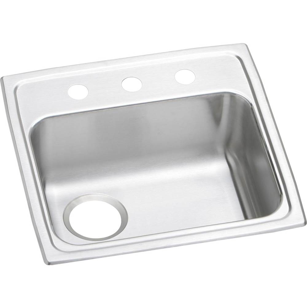 Elkay Lustertone Classic Stainless Steel 19'' x 18'' x 5-1/2'', OS4-Hole Single Bowl Drop-in ADA Sink with Left Drain