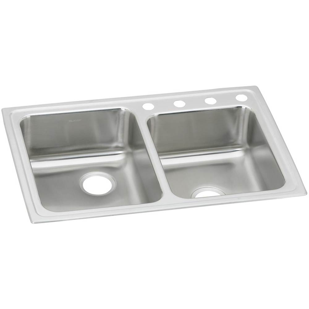 Elkay Lustertone Classic Stainless Steel 33'' x 22'' x 6-1/2'', Offset 2-Hole Double Bowl Drop-in ADA Sink