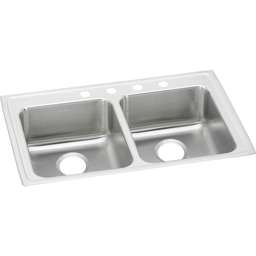 Elkay Lustertone Classic Stainless Steel 29'' x 22'' x 6'', 1-Hole Equal Double Bowl Drop-in ADA Sink
