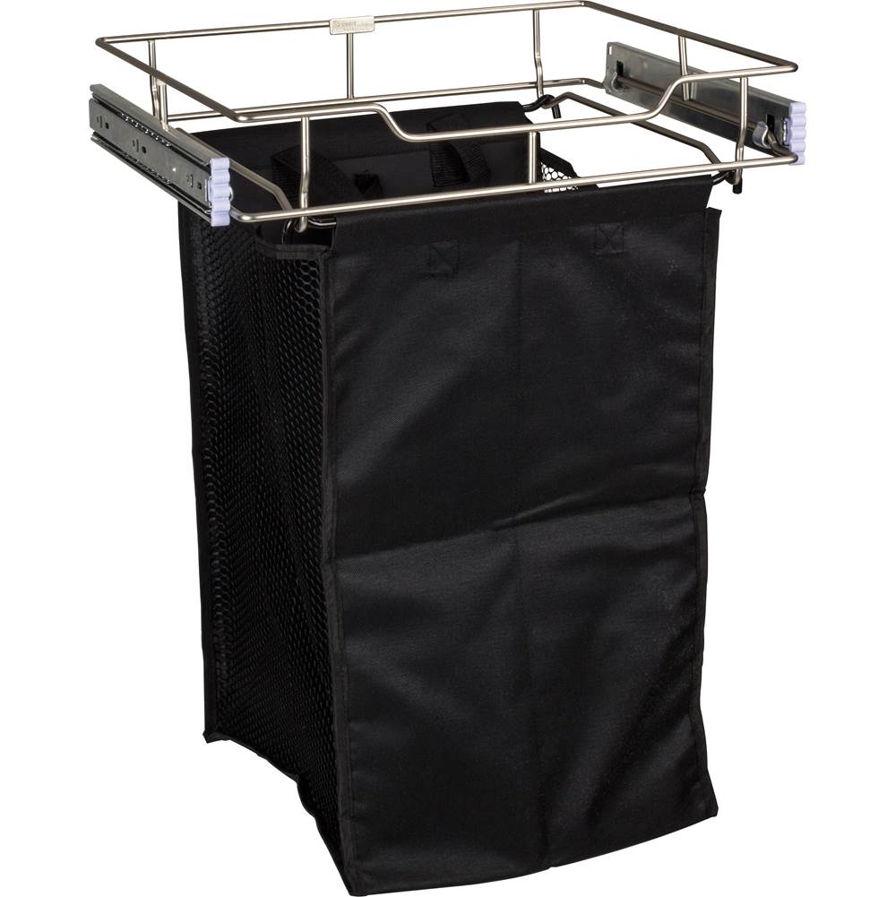 Hardware Resources Chrome 14'' Deep Pullout Canvas Hamper with Removable Laundry Bag