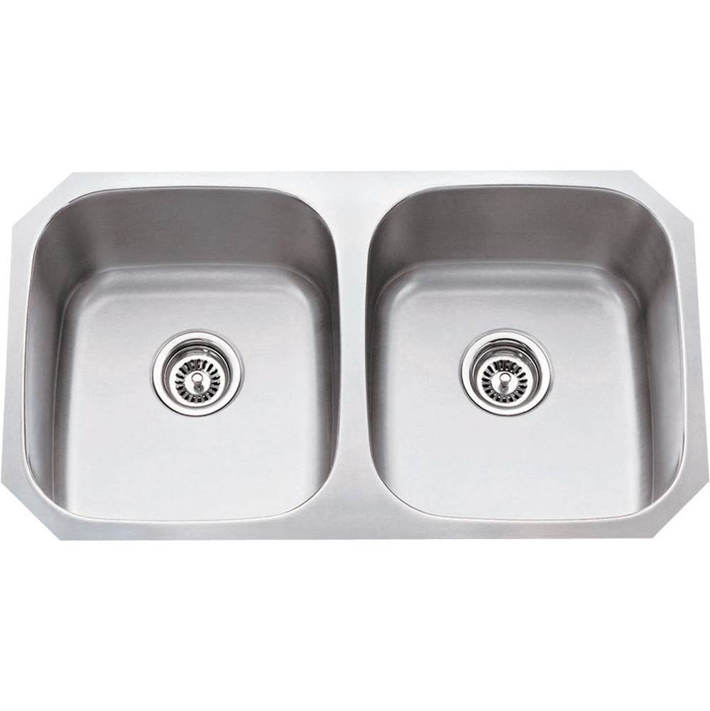 Hardware Resources 32-1/4'' L x 18-1/2'' W x 9'' D Undermount 18 Gauge Stainless Steel 50/50 Double Bowl Sink