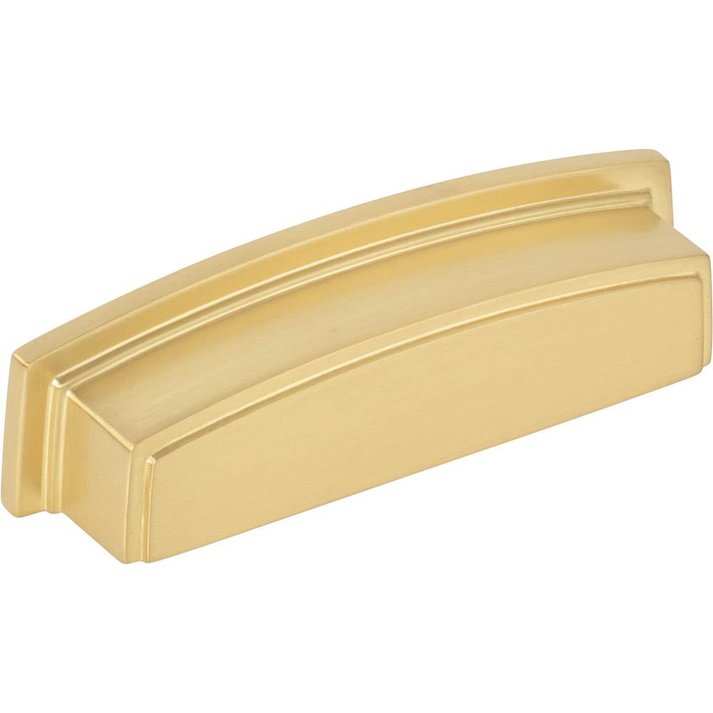 Jeffrey Alexander 96 mm Center Brushed Gold Square-to-Center Square Renzo Cabinet Cup Pull