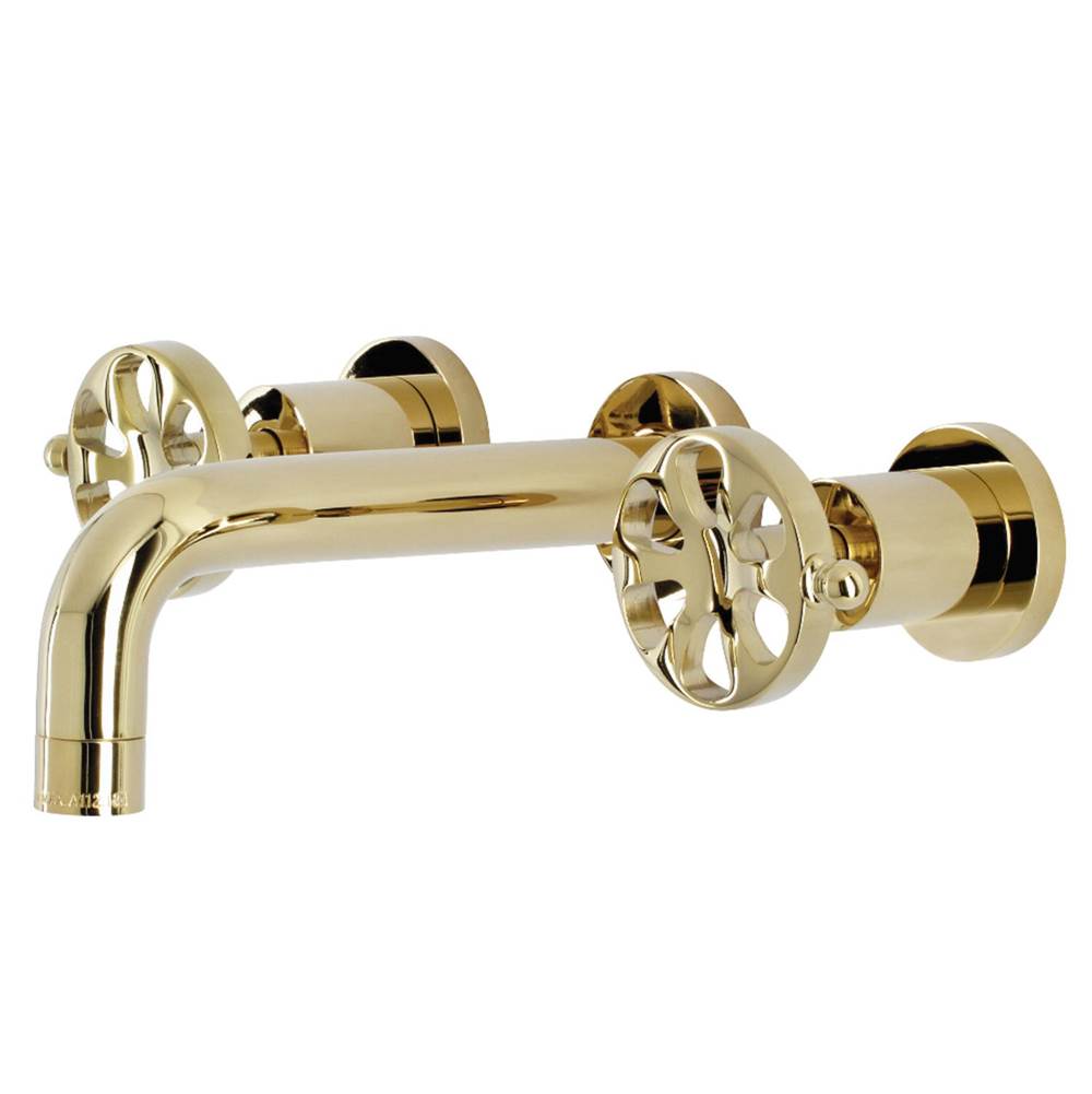 Kingston Brass Belknap Two-Handle Wall Mount Bathroom Faucet, Polished Brass