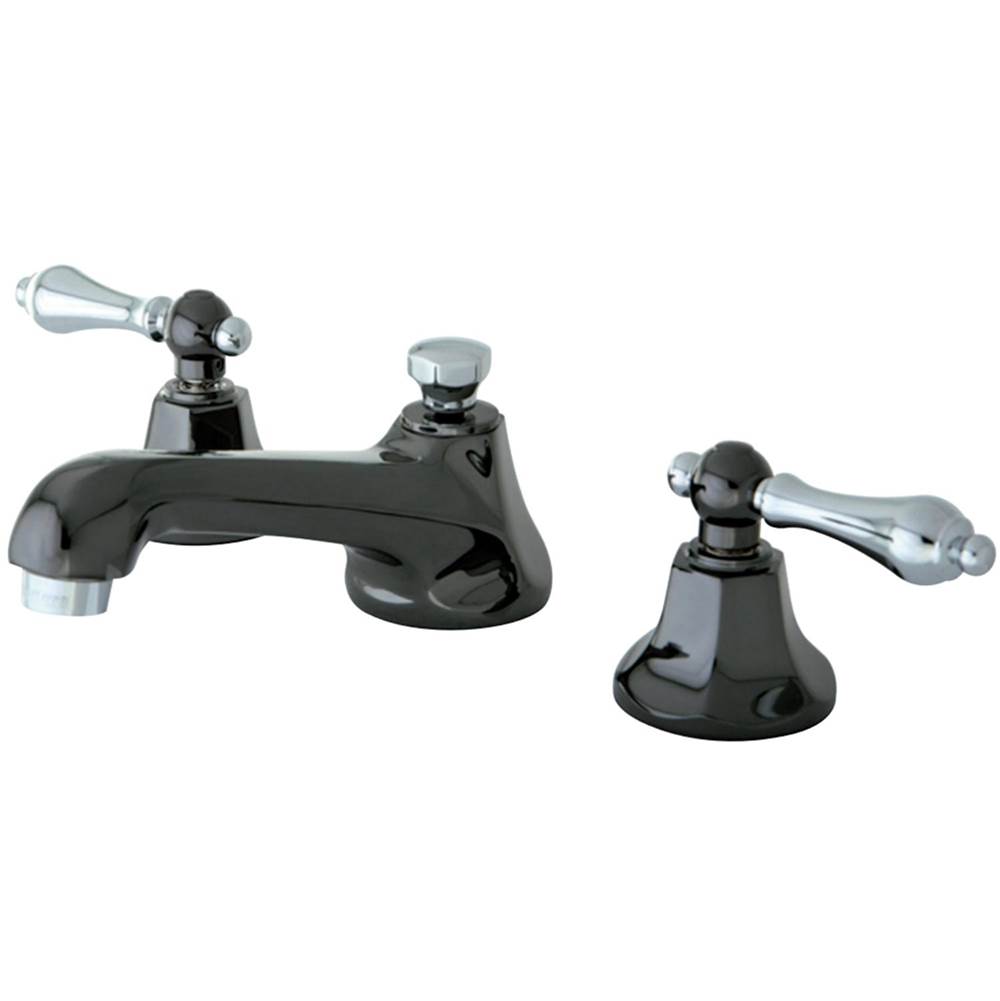 Kingston Brass Widespread Bathroom Faucet, Black Stainless Steel/Polished Chrome