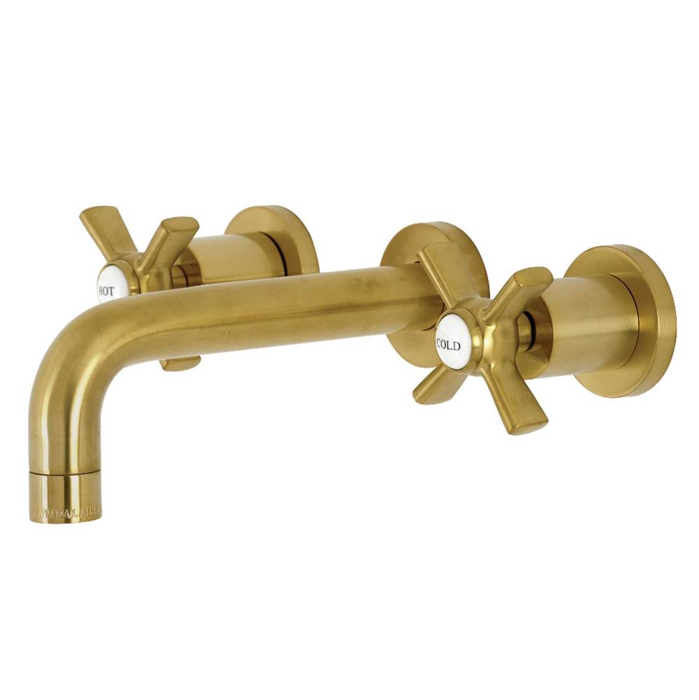 Kingston Brass Millennium 2-Handle Wall Mount Bathroom Faucet, Brushed Brass