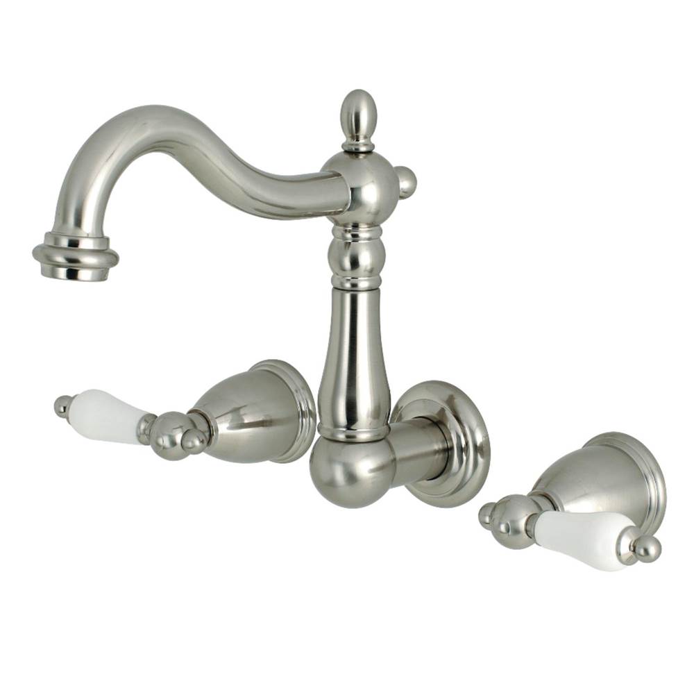 Kingston Brass 8-Inch Center Wall Mount Bathroom Faucet, Brushed Nickel
