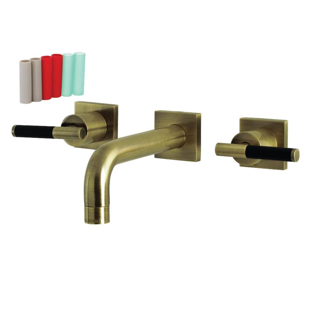 Kingston Brass Ksiser Two-Handle Wall Mount Bathroom Faucet, Antique Brass