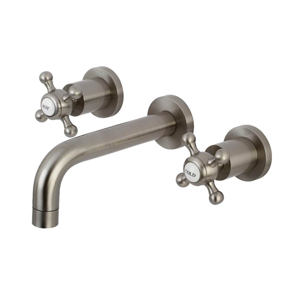 Kingston Brass Metropolitan 2-Handle 8 in. Wall Mount Bathroom Faucet, Brushed Nickel