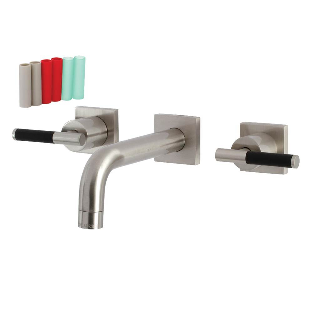 Kingston Brass Ksiser Two-Handle Wall Mount Bathroom Faucet, Brushed Nickel