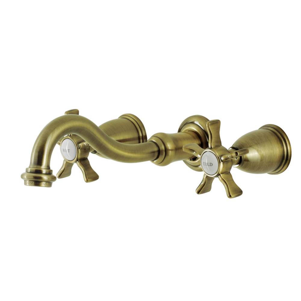 Kingston Brass Hamilton Two-Handle Wall Mount Bathroom Faucet, Antique Brass