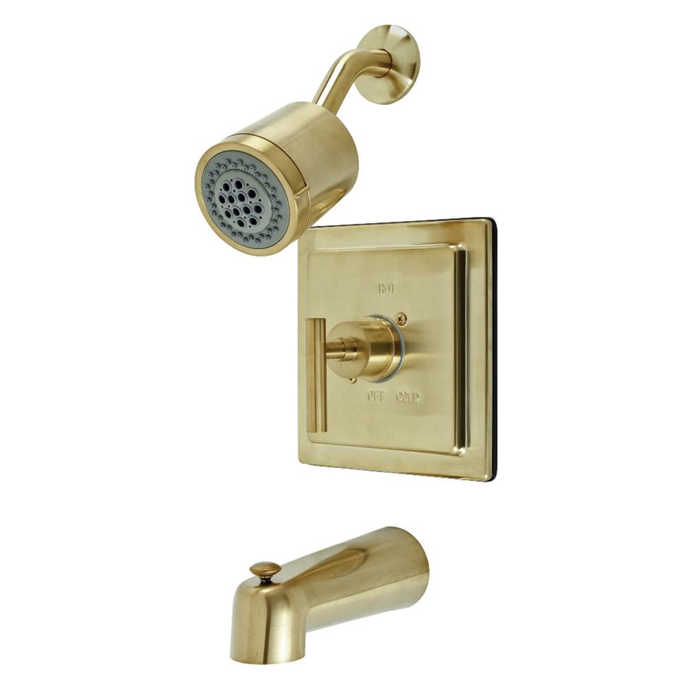 Kingston Brass Manhattan Single-Handle Tub and Shower Faucet, Brushed Brass