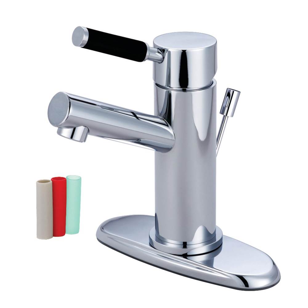 Kingston Brass Fauceture Kaiser Single-Handle Bathroom Faucet with Brass Pop-Up and Cover Plate, Polished Chrome