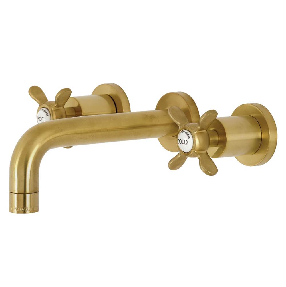 Kingston Brass Essex 2-Handle 8 in. Wall Mount Bathroom Faucet, Brushed Brass