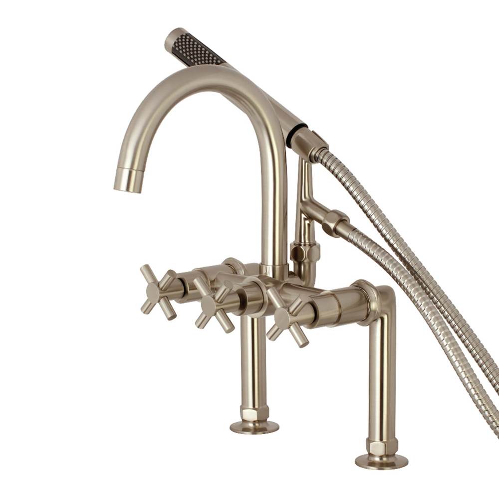 Kingston Brass Aqua Vintage Concord 7-Inch Deck Mount Clawfoot Tub Faucet, Brushed Nickel