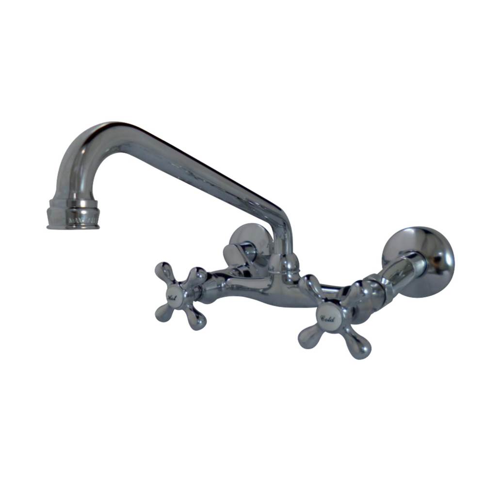 Kingston Brass Two-Handle Adjustable Center Wall Mount Kitchen Faucet, Polished Chrome
