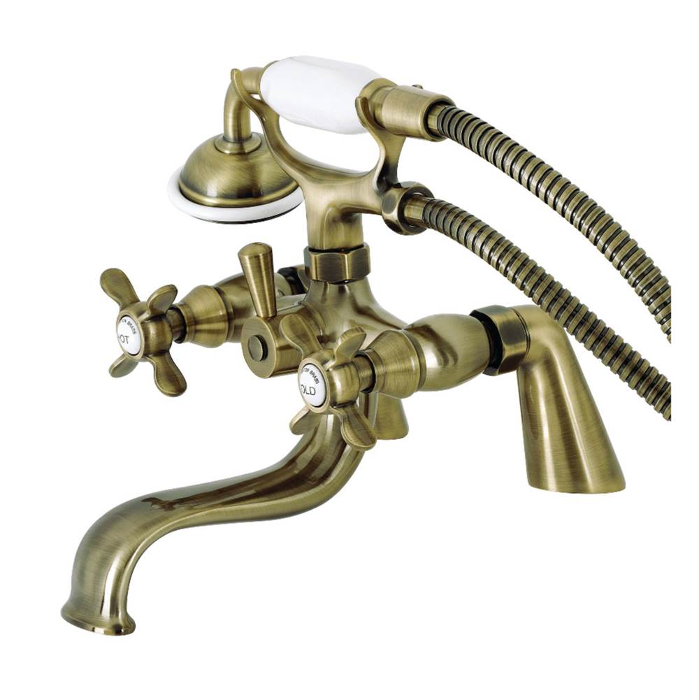 Kingston Brass Essex Deck Mount Clawfoot Tub Faucet with Hand Shower, Antique Brass