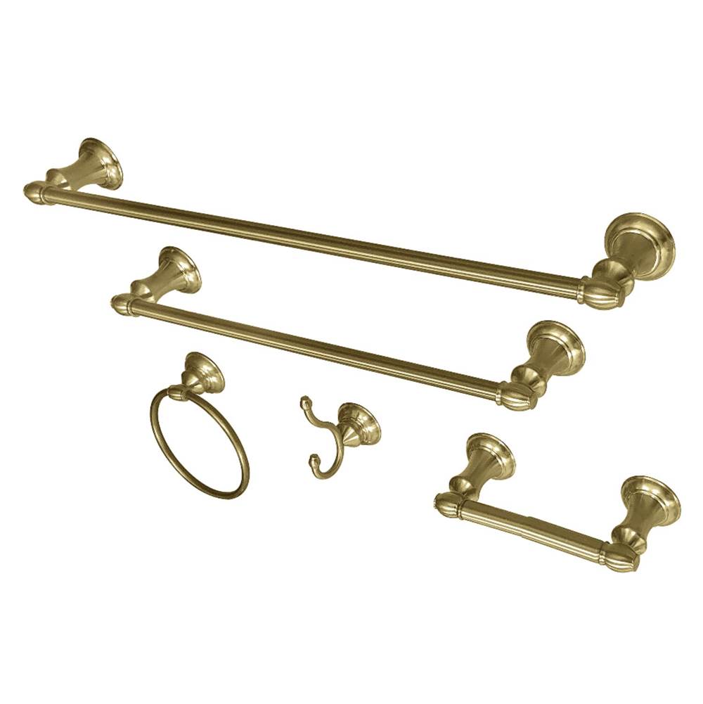 Kingston Brass Provence 5-Piece Bathroom Accessory Set, Brushed Brass