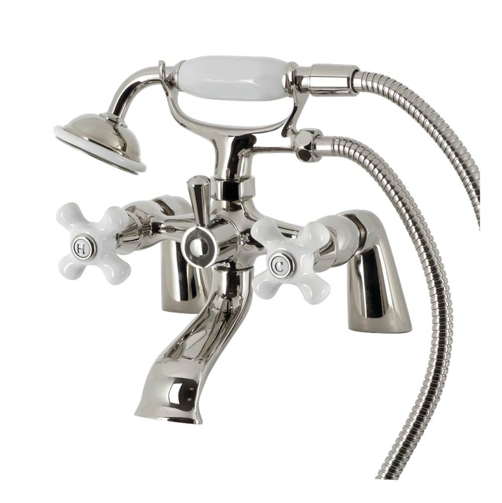 Kingston Brass Kingston Brass KS267PXPN Kingston Deck Mount Clawfoot Tub Faucet with Hand Shower, Polished Nickel